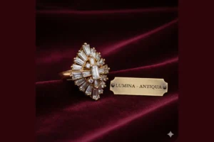 Kredi kartsız taksitle 6.5 gram 14 ayar rose gold Lumina Antiqua baget kesim bayan yüzük.