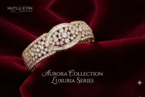 4.32 karat pırlantalı 18 ayar yeşil altın Aurora Collection Luxuria Series bilezik.