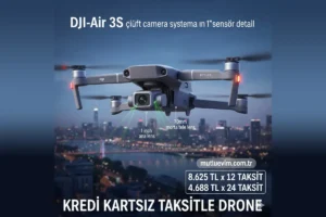 DJI Air 3S çift kamera sistemi ve 1 inç sensör detayı