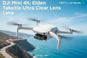 Elden taksitle satılan DJI Mini 4K drone ve uzaktan kumandası.