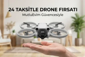Elden taksitle satılan DJI Neo 2 drone modeli ve 4K lens görüntüsü.