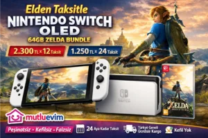 Elden taksitle Nintendo Switch OLED Beyaz 64GB Zelda Breath Of The Wild oyunlu