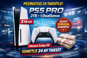 Peşinatsız 24 taksitle Sony PS5 Pro 2TB FC26 DualSense